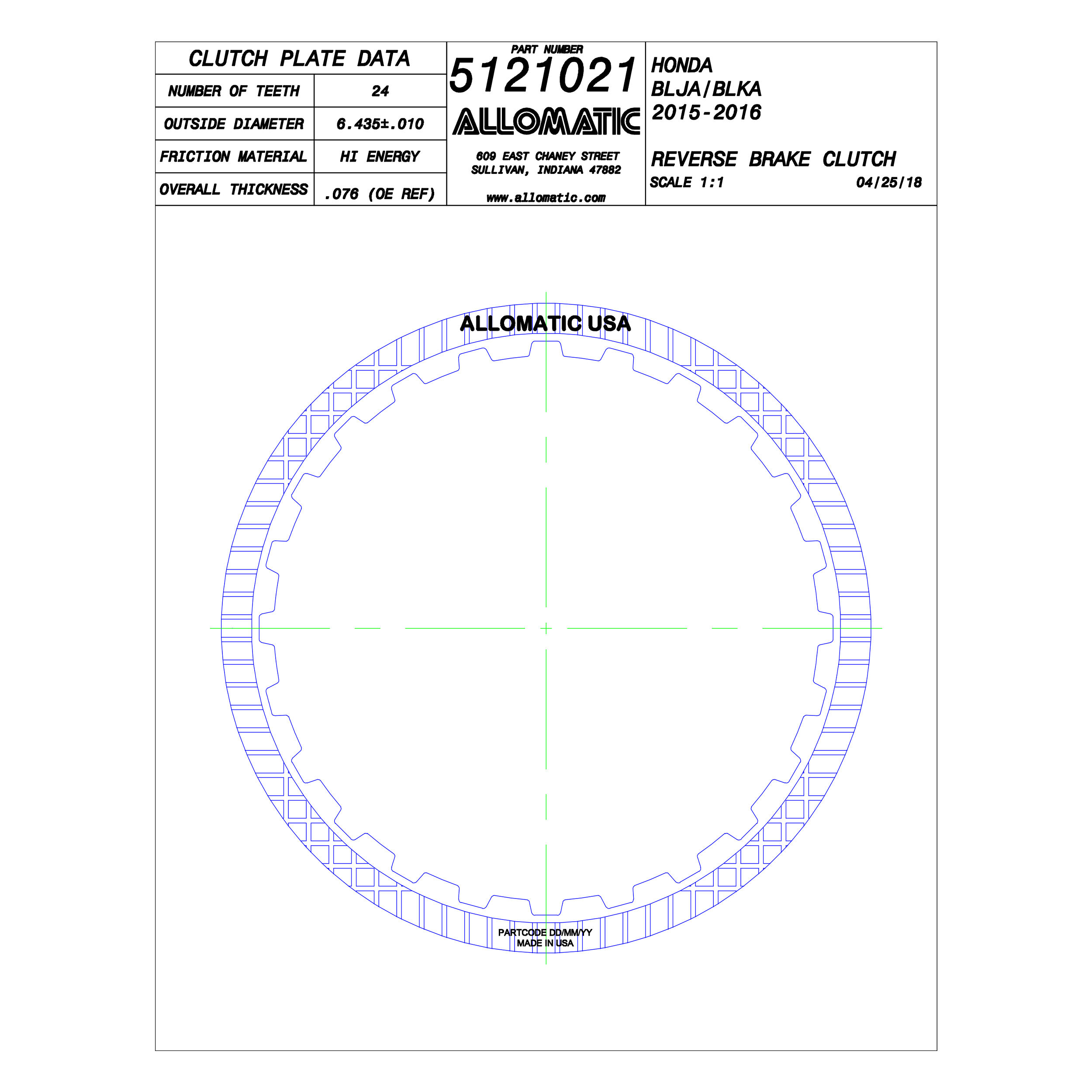 387516 - PLATO FRICCION BLJA, BLKA, BRJA, BRKA CVT REVERSA (24D/U3/.076 ...